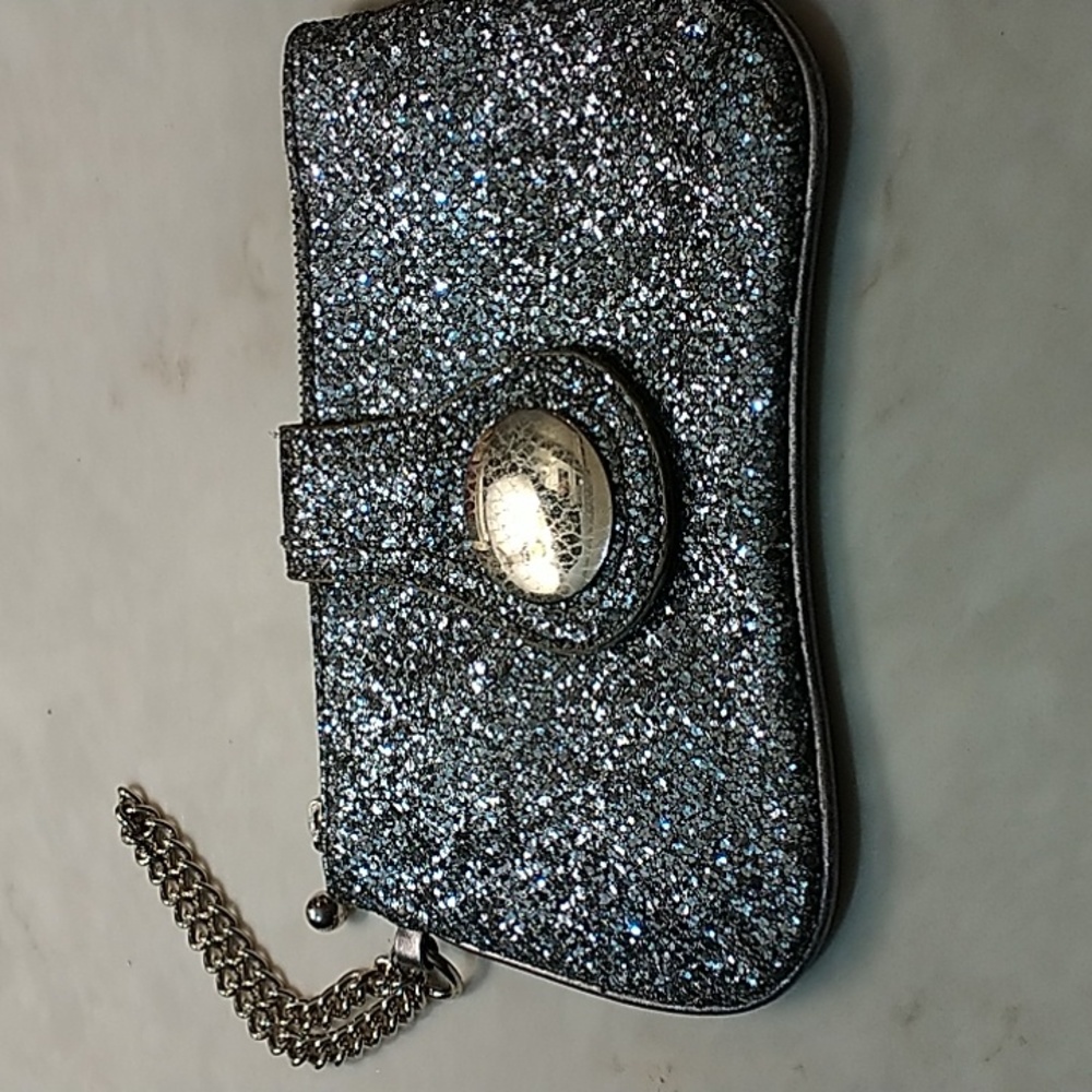 Wristlet for Evening or Jeans.Very Sparkly Silver Glitter.